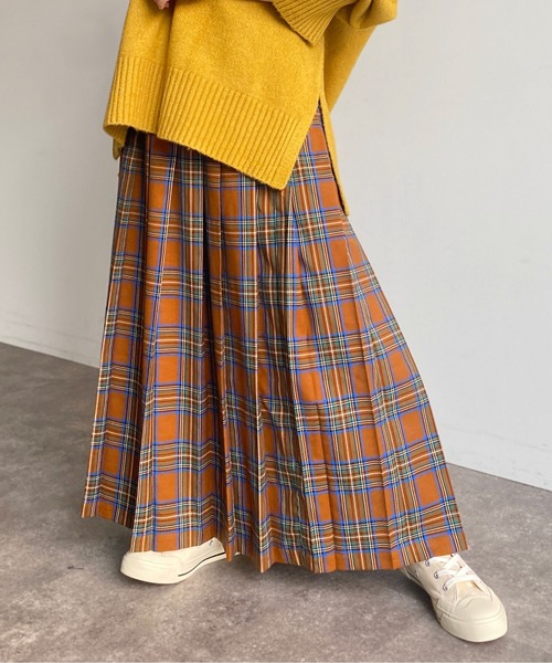 CPCM（シーピーシーエム）の「チェックプリーツロングスカート（スカート・レディース・ブラック/キャメル/ブルー・FREE）」の13枚目の写真