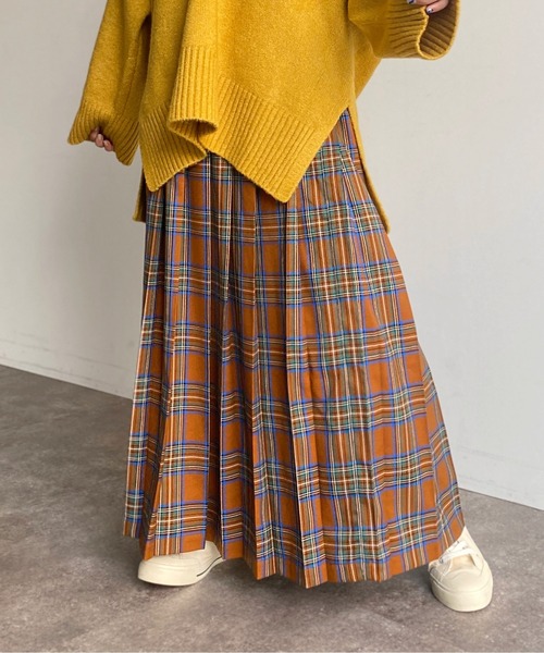 CPCM（シーピーシーエム）の「チェックプリーツロングスカート（スカート・レディース・ブラック/キャメル/ブルー・FREE）」の12枚目の写真