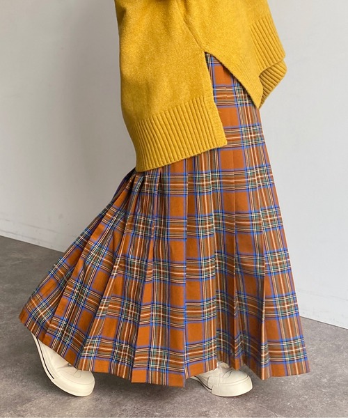 CPCM（シーピーシーエム）の「チェックプリーツロングスカート（スカート・レディース・ブラック/キャメル/ブルー・FREE）」の11枚目の写真