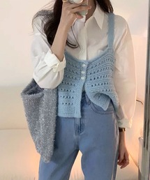 【 8色展開 】2way スリットカラーニットビスチェ