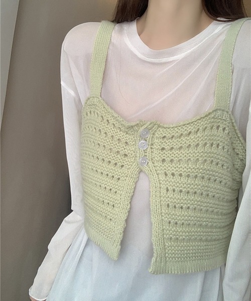 me+em select（ミームセレクト）の「【 ８色展開 】２way スリットカラーニットビスチェ（ベスト・レディース・レッド/ダークブルー/ブラウン/ライトグリーン/アイボリー/グリーン/ブルー/ライトブラウン・FREE）」の19枚目の写真