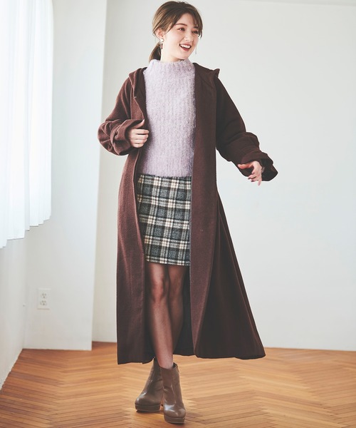 31 Sons de mode（トランテアン　ソン　ドゥ　モード）の「フード付きモッサロングコート（その他アウター・レディース・ブラウン/イエロー/クリーム・38/36）」の12枚目の写真