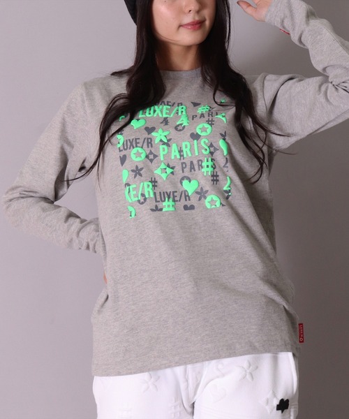 LUXE/R(ラグジュ)の「(RM)【ユニセックス】【LUXE/R】モノグラム プリント 長袖 Tシャツ(Tシャツ/カットソー・メンズ・ホワイト/ブラック/グレー・LARGE/MEDIUM)」の3枚目の写真