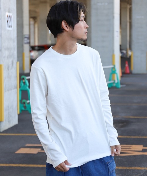 ZIP FIVE（ジップファイブ）の「ピーチスムース 無地クルーネックロンTシャツ（Tシャツ/カットソー・メンズ・ホワイト/ブラック/ブルーグレー/杢グレー/ワイン/チャコール・MEDIUM/LARGE/X-LARGE）」の2枚目の写真