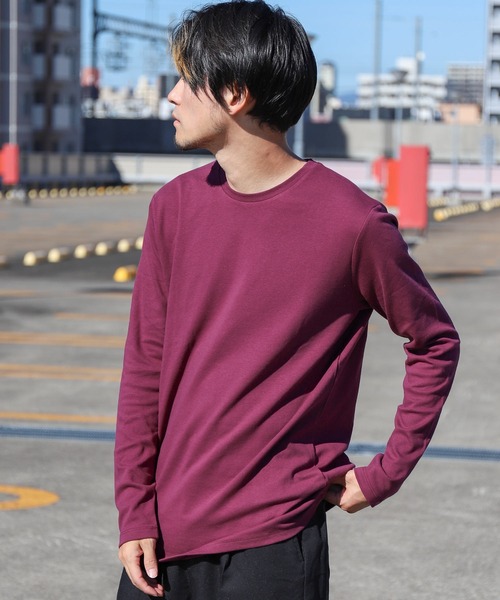 ZIP FIVE（ジップファイブ）の「ピーチスムース 無地クルーネックロンTシャツ（Tシャツ/カットソー・メンズ・ホワイト/ブラック/ブルーグレー/杢グレー/ワイン/チャコール・MEDIUM/LARGE/X-LARGE）」の6枚目の写真