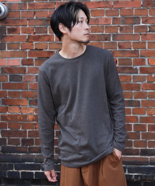 ZIP FIVE（ジップファイブ）の「ピーチスムース 無地クルーネックロンTシャツ（Tシャツ/カットソー・メンズ・ホワイト/ブラック/ブルーグレー/杢グレー/ワイン/チャコール・MEDIUM/LARGE/X-LARGE）」の5枚目の写真