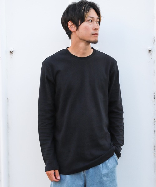 ZIP FIVE（ジップファイブ）の「ピーチスムース 無地クルーネックロンTシャツ（Tシャツ/カットソー・メンズ・ホワイト/ブラック/ブルーグレー/杢グレー/ワイン/チャコール・MEDIUM/LARGE/X-LARGE）」の3枚目の写真