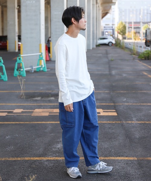 ZIP FIVE（ジップファイブ）の「ピーチスムース 無地クルーネックロンTシャツ（Tシャツ/カットソー・メンズ・ホワイト/ブラック/ブルーグレー/杢グレー/ワイン/チャコール・MEDIUM/LARGE/X-LARGE）」の7枚目の写真