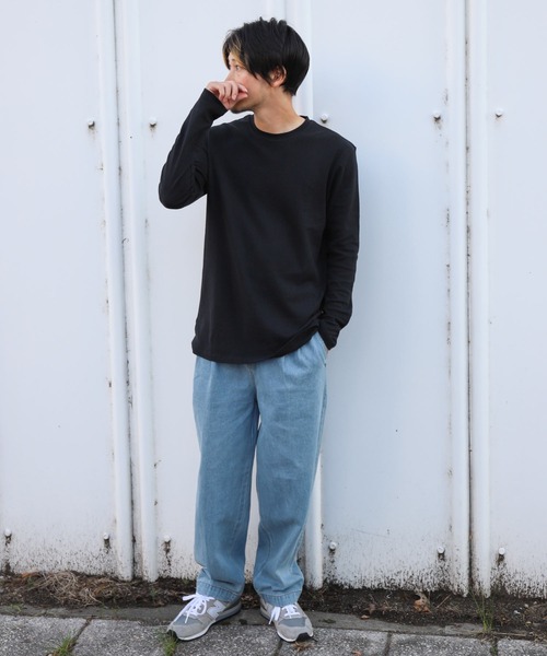 ZIP FIVE（ジップファイブ）の「ピーチスムース 無地クルーネックロンTシャツ（Tシャツ/カットソー・メンズ・ホワイト/ブラック/ブルーグレー/杢グレー/ワイン/チャコール・MEDIUM/LARGE/X-LARGE）」の11枚目の写真