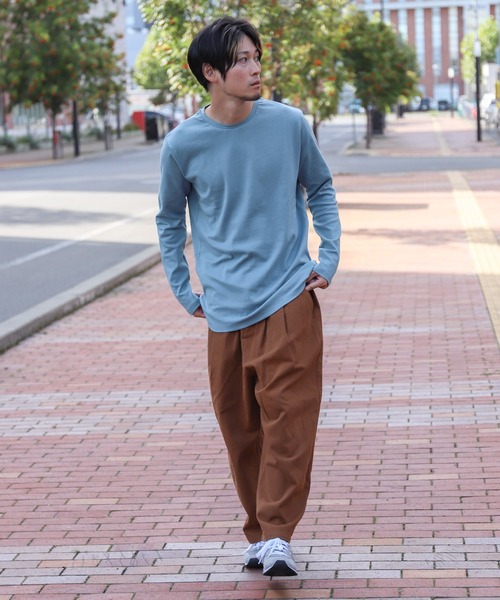 ZIP FIVE（ジップファイブ）の「ピーチスムース 無地クルーネックロンTシャツ（Tシャツ/カットソー・メンズ・ホワイト/ブラック/ブルーグレー/杢グレー/ワイン/チャコール・MEDIUM/LARGE/X-LARGE）」の14枚目の写真