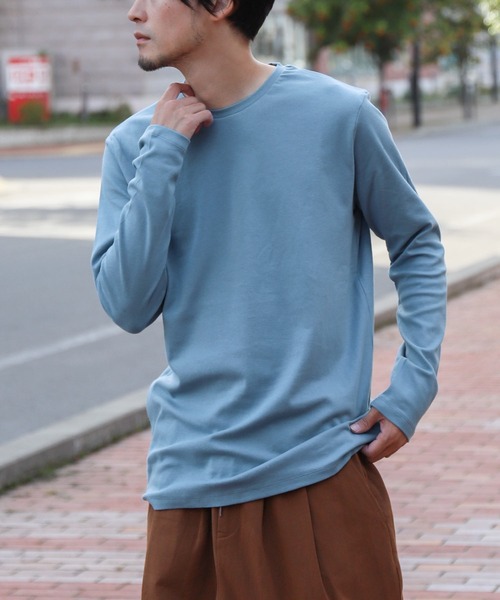 ZIP FIVE（ジップファイブ）の「ピーチスムース 無地クルーネックロンTシャツ（Tシャツ/カットソー・メンズ・ホワイト/ブラック/ブルーグレー/杢グレー/ワイン/チャコール・MEDIUM/LARGE/X-LARGE）」の15枚目の写真