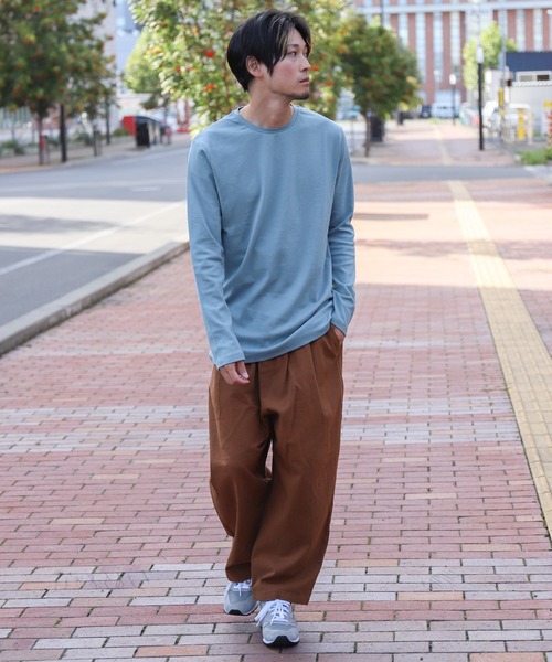 ZIP FIVE（ジップファイブ）の「ピーチスムース 無地クルーネックロンTシャツ（Tシャツ/カットソー・メンズ・ホワイト/ブラック/ブルーグレー/杢グレー/ワイン/チャコール・MEDIUM/LARGE/X-LARGE）」の13枚目の写真