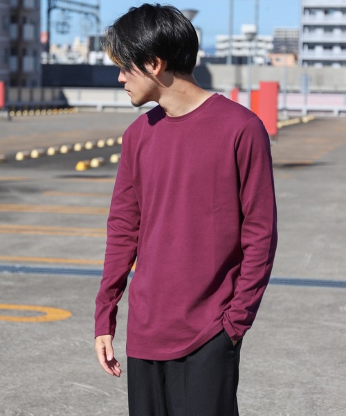 ZIP FIVE（ジップファイブ）の「ピーチスムース 無地クルーネックロンTシャツ（Tシャツ/カットソー・メンズ・ホワイト/ブラック/ブルーグレー/杢グレー/ワイン/チャコール・MEDIUM/LARGE/X-LARGE）」の21枚目の写真