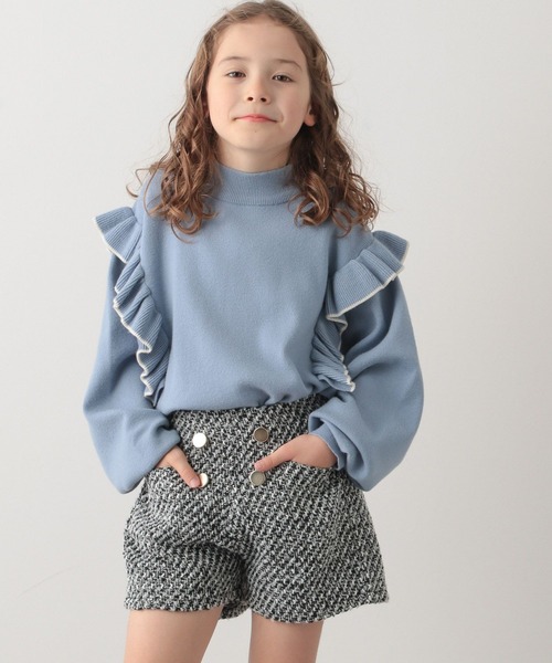 GLOBAL WORK(グローバルワーク)の「メルティフリルニット/281597(ニット/セーター・キッズ・スカイブルー/ブラック/オフホワイト/その他・110cm/100cm/120cm/130cm/140cm/150cm/160cm)」の3枚目の写真