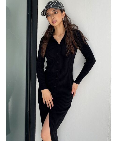 GYDA（ジェイダ）の「POLOデザイン ニットロングワンピース（ワンピース・レディース・ブラック/グリーン・FREE）」の19枚目の写真