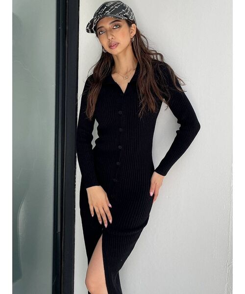 GYDA（ジェイダ）の「POLOデザイン ニットロングワンピース（ワンピース・レディース・ブラック/グリーン・FREE）」の22枚目の写真