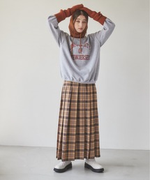 チェックタックプリーツロングスカート