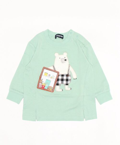 kladskap（クレードスコープ）の「トラベルくま長袖Tシャツ（Tシャツ/カットソー・キッズ・ライトグリーン/アイボリー・110cm/90cm/100cm/120cm/80ｃｍ）」の4枚目の写真