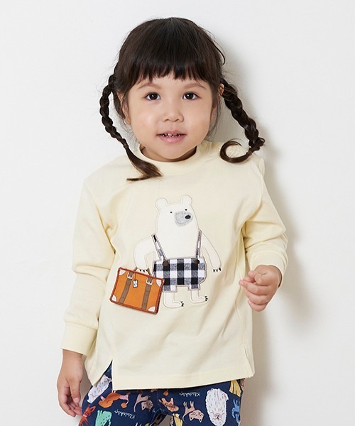 kladskap（クレードスコープ）の「トラベルくま長袖Tシャツ（Tシャツ/カットソー・キッズ・ライトグリーン/アイボリー・110cm/90cm/100cm/120cm/80ｃｍ）」の2枚目の写真