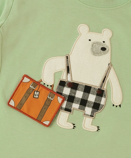 kladskap（クレードスコープ）の「トラベルくま長袖Tシャツ（Tシャツ/カットソー・キッズ・ライトグリーン/アイボリー・110cm/90cm/100cm/120cm/80ｃｍ）」の9枚目の写真