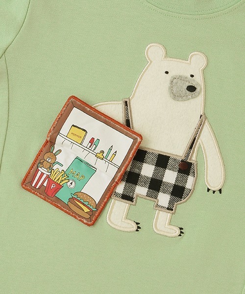 kladskap（クレードスコープ）の「トラベルくま長袖Tシャツ（Tシャツ/カットソー・キッズ・ライトグリーン/アイボリー・110cm/90cm/100cm/120cm/80ｃｍ）」の10枚目の写真