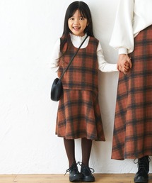 coca（coca） | キッズ 親子お揃い前後2wayヘビーネルチェック柄フレアジャンパースカート(ジャンパースカート)