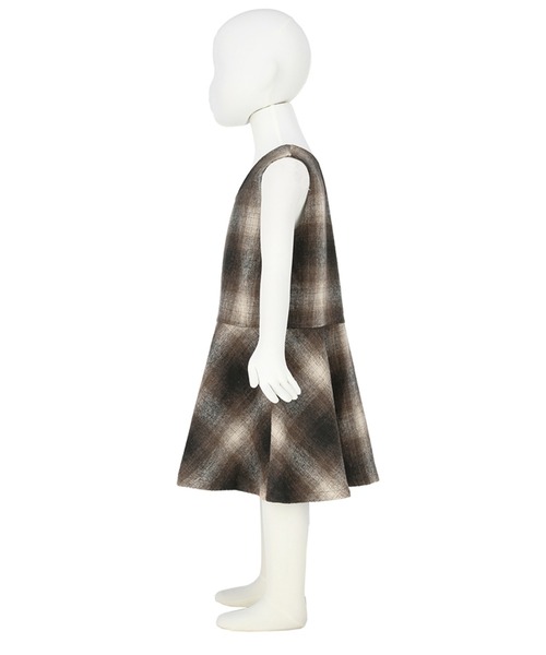 coca（coca）（コカ）の「キッズ 親子お揃い前後2wayヘビーネルチェック柄フレアジャンパースカート（ジャンパースカート・キッズ・ブラウン/オレンジ・100/110/120/130）」の16枚目の写真