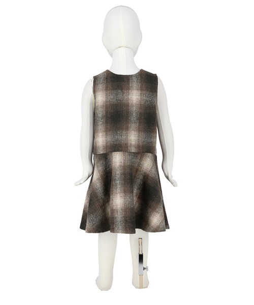 coca（coca）（コカ）の「キッズ 親子お揃い前後2wayヘビーネルチェック柄フレアジャンパースカート（ジャンパースカート・キッズ・ブラウン/オレンジ・100/110/120/130）」の17枚目の写真