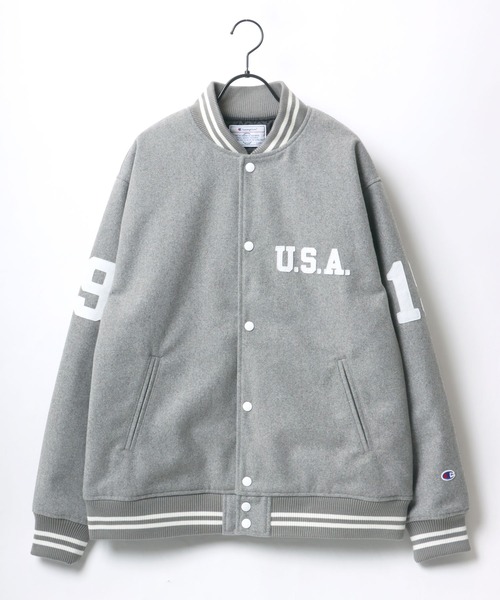 Champion（チャンピオン）の「Champion/チャンピオン AWARD JACKET/ビッグシルエット メルトン スタジャン（スタジャン・メンズ・シルバーグレー/ブラック/ネイビー・M/L/XL）」の18枚目の写真