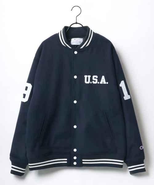 Champion（チャンピオン）の「Champion/チャンピオン AWARD JACKET/ビッグシルエット メルトン スタジャン（スタジャン・メンズ・シルバーグレー/ブラック/ネイビー・M/L/XL）」の16枚目の写真