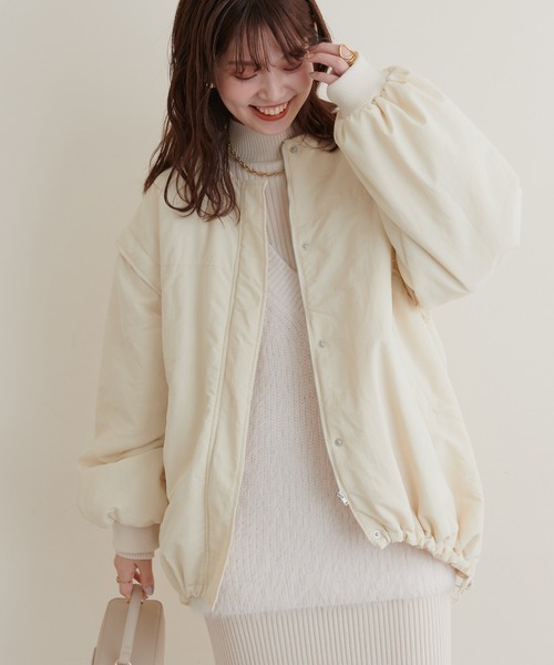 natural couture(ナチュラルクチュール)の「マフラー付きシボナイロンマルチWAYエコダウン(ダウンジャケット/コート・レディース・アイボリー/ブラック/ベージュ・FREE)」の4枚目の写真