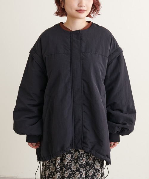 natural couture(ナチュラルクチュール)の「マフラー付きシボナイロンマルチWAYエコダウン(ダウンジャケット/コート・レディース・アイボリー/ブラック/ベージュ・FREE)」の14枚目の写真