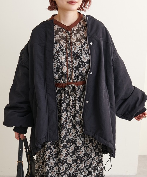 natural couture(ナチュラルクチュール)の「マフラー付きシボナイロンマルチWAYエコダウン(ダウンジャケット/コート・レディース・アイボリー/ブラック/ベージュ・FREE)」の9枚目の写真