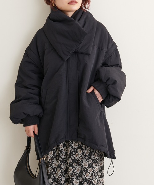 natural couture(ナチュラルクチュール)の「マフラー付きシボナイロンマルチWAYエコダウン(ダウンジャケット/コート・レディース・アイボリー/ブラック/ベージュ・FREE)」の22枚目の写真