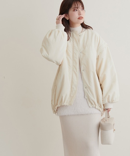 natural couture(ナチュラルクチュール)の「マフラー付きシボナイロンマルチWAYエコダウン(ダウンジャケット/コート・レディース・アイボリー/ブラック/ベージュ・FREE)」の12枚目の写真
