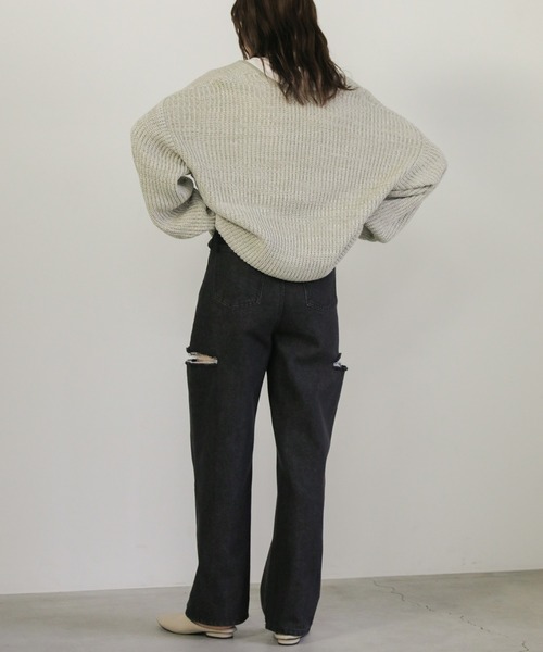 select MOCA（セレクトモカ）の「ダメージワイドデニムパンツ（デニムパンツ・レディース・インディゴブルー/ブラック/ライトブルー・SMALL/MEDIUM）」の10枚目の写真