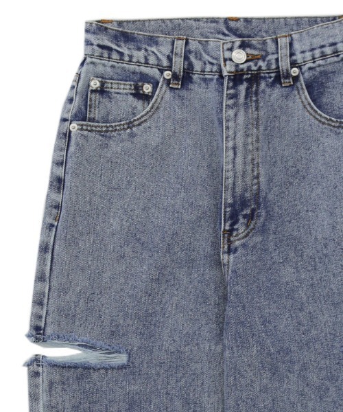select MOCA（セレクトモカ）の「ダメージワイドデニムパンツ（デニムパンツ・レディース・インディゴブルー/ブラック/ライトブルー・SMALL/MEDIUM）」の6枚目の写真