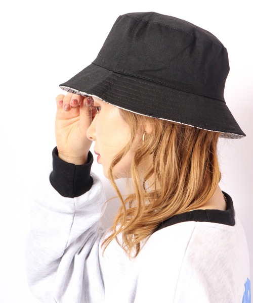 リバーシブル プリント入り コットン バケットハット 24SS】UNISEX ドライフラワープリント バケットハット ダスト