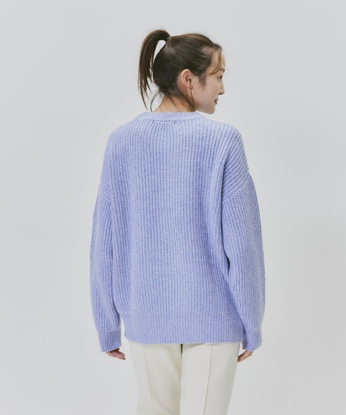 HONEYSUCKLE ROSE（ハニーサックルローズ）の「【HONEYSUCKLE ROSE】クルーネックニット（ニット/セーター・レディース・オレンジ/キナリ/パープル・M/L）」の4枚目の写真