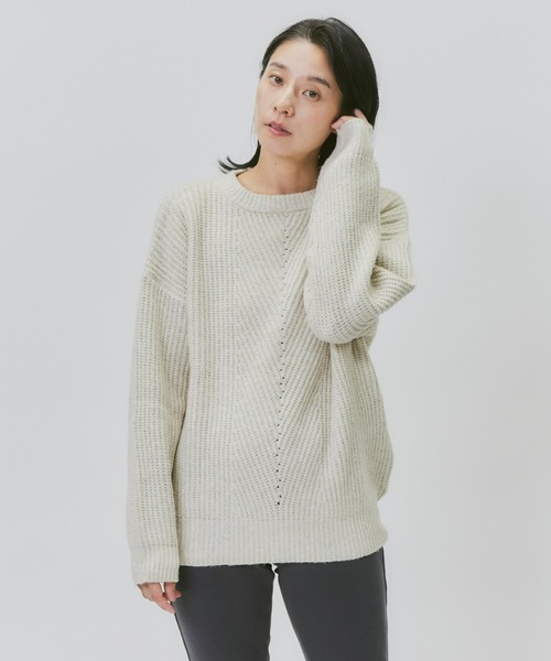 HONEYSUCKLE ROSE（ハニーサックルローズ）の「【HONEYSUCKLE ROSE】クルーネックニット（ニット/セーター・レディース・オレンジ/キナリ/パープル・M/L）」の8枚目の写真