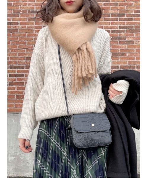 HONEYSUCKLE ROSE（ハニーサックルローズ）の「【HONEYSUCKLE ROSE】クルーネックニット（ニット/セーター・レディース・オレンジ/キナリ/パープル・M/L）」の11枚目の写真