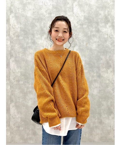 HONEYSUCKLE ROSE（ハニーサックルローズ）の「【HONEYSUCKLE ROSE】クルーネックニット（ニット/セーター・レディース・オレンジ/キナリ/パープル・M/L）」の20枚目の写真