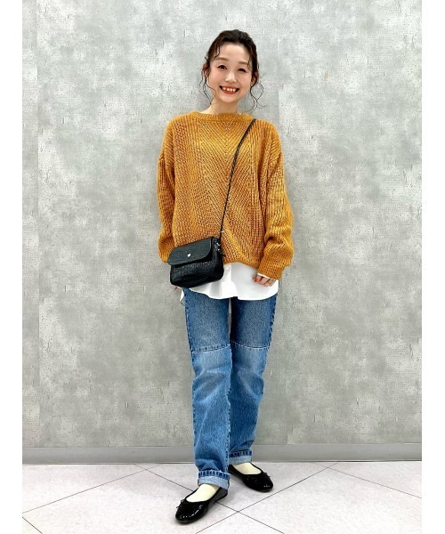 HONEYSUCKLE ROSE（ハニーサックルローズ）の「【HONEYSUCKLE ROSE】クルーネックニット（ニット/セーター・レディース・オレンジ/キナリ/パープル・M/L）」の21枚目の写真