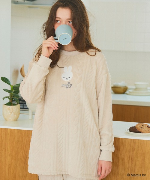 miffy/ミッフィー】刺繍ケーブルフリース長袖トップス/ルームウェア