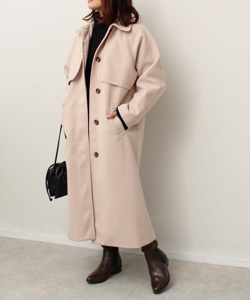 toucher du brise（トゥシェドブリーズ）の「ステンカラー コート（ワンピース・レディース・オフホワイト/キャメル/グリーン/ブラック・M）」の5枚目の写真