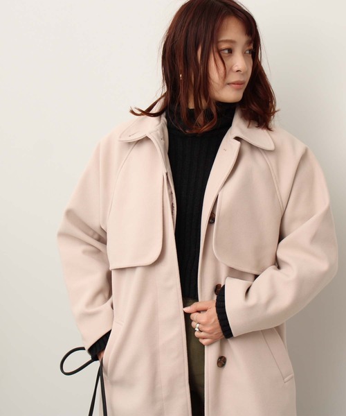 toucher du brise（トゥシェドブリーズ）の「ステンカラー コート（ワンピース・レディース・オフホワイト/キャメル/グリーン/ブラック・M）」の6枚目の写真