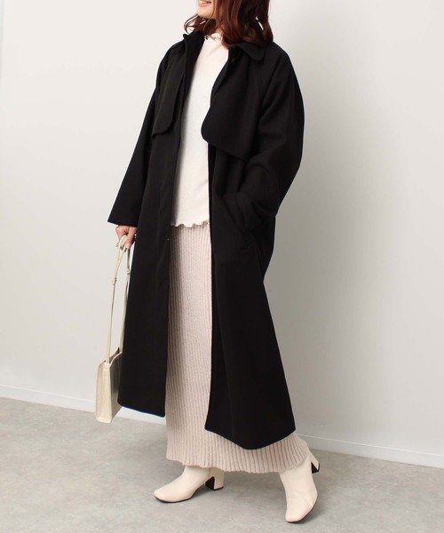 toucher du brise（トゥシェドブリーズ）の「ステンカラー コート（ワンピース・レディース・オフホワイト/キャメル/グリーン/ブラック・M）」の8枚目の写真