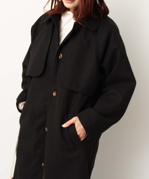 toucher du brise（トゥシェドブリーズ）の「ステンカラー コート（ワンピース・レディース・オフホワイト/キャメル/グリーン/ブラック・M）」の10枚目の写真