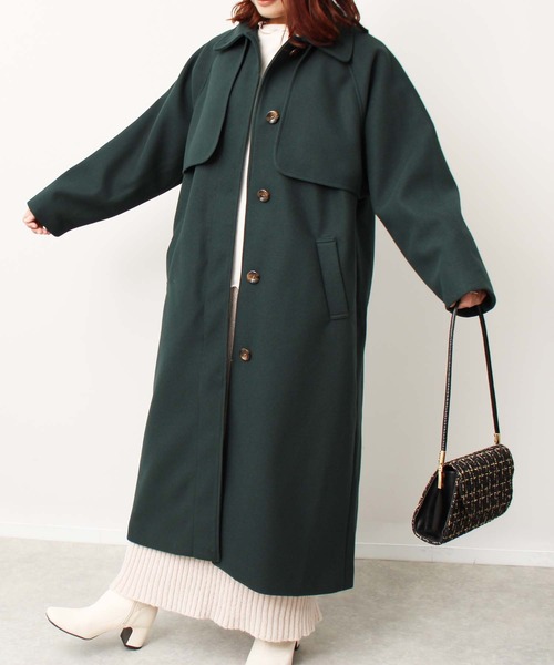 toucher du brise（トゥシェドブリーズ）の「ステンカラー コート（ワンピース・レディース・オフホワイト/キャメル/グリーン/ブラック・M）」の12枚目の写真