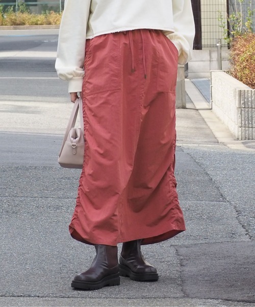 cepo(セポ)の「サイドシャーリング ミリタリースカート(スカート・レディース・カーキ/ピンク/チャコール・M)」の1枚目の写真